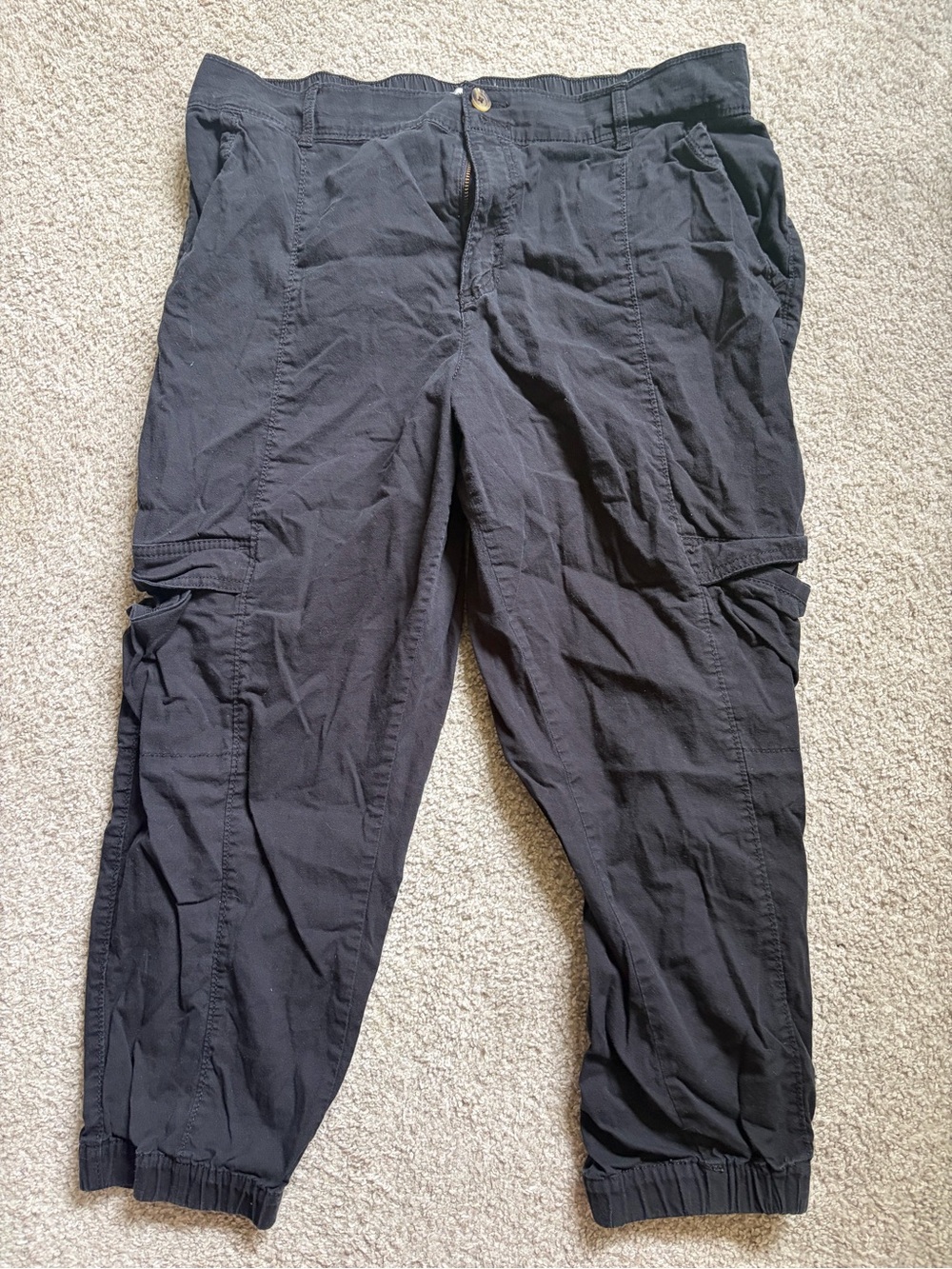 Sonoma Black Cargo Trousers with Elastic Ankles